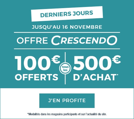 Derniers jours de l’offre CRESCENDO Mobilier de France – 100€ offerts tous les 500€ d’achat